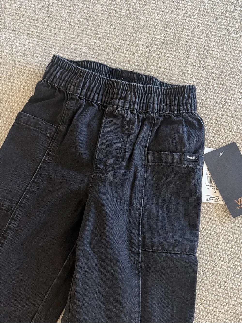Vans Kids Black Elastic-Waist Cargo Jeans